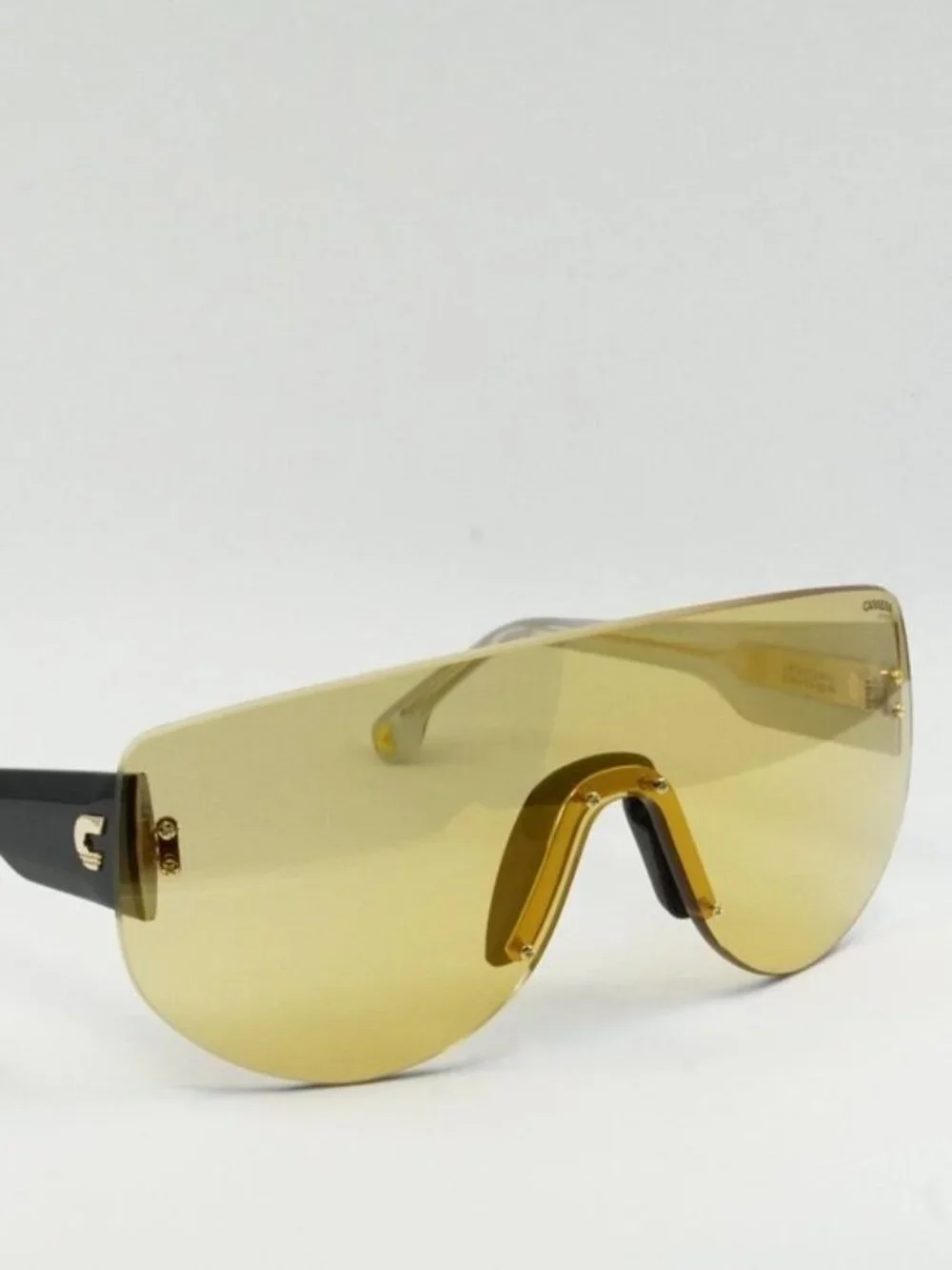 Carrera FLAGLAB 12 04CW ET Rimless Shield Sunglasses - Black / Yellow